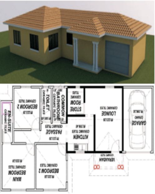 3 BEDROOM, LOUNGE, KITCHEN, GARAGE